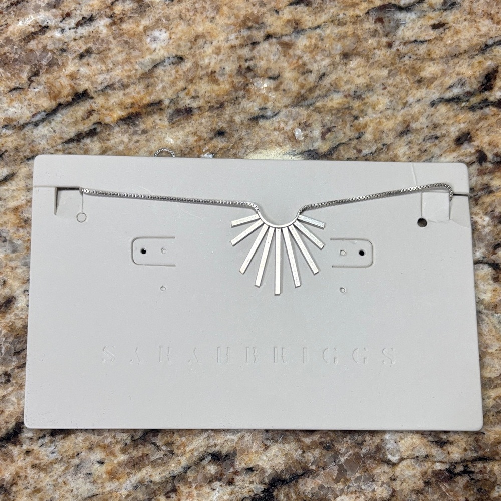 Sarah Briggs Silver Sunburst Necklace box chain length adjustable NWT